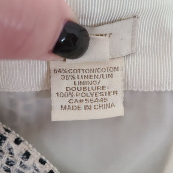 J. Crew No.2 Pencil Skirt Womens Size 0 Cotton Linen Blend Black White Textured - Picture 7 of 10